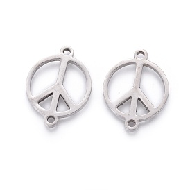 201 Stainless Steel Links, Manual Polishing, Peace Sign