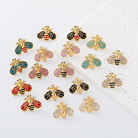 304 aretes esmaltados de acero inoxidable para mujer, abejas, dorado