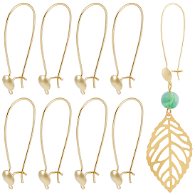 30 pièces de boucles d'oreilles en laiton, avec boucle, sans nickel, ovale, fil d'oreille de rein