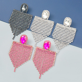 Sparkling Rhinestone Tassel Earrings for Women's Party Jewelry