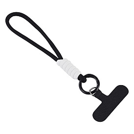 1 sangles de téléphone portable en polyester, avec des agrafes en alliage, 1 Patch en tissu pour cordon de téléphone portable