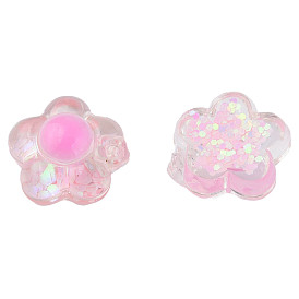 Transparent Epoxy Resin Cabochons, with Paillettes, Flower