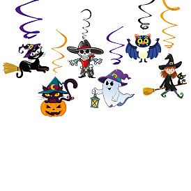 Хэллоуин бумажная спираль висит настенные украшения, ведьма и призрак, кошка и тыква