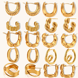 Minimalist Chic 18K Gold Plated Stainless Steel Hoop Earrings for Women