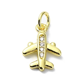 Brass Micro Pave Claer Cubic Zirconia Charms, Plane