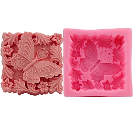 Food Grade Silicone Soap Molds, for Handmade Massage Bar Soap Making, Square with Butterfly Pattern