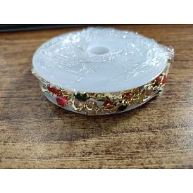 Handgefertigte Messinggliederketten, mit glasfacettiertem Strass & Spule, gelötet, langlebig überzogen, Blume