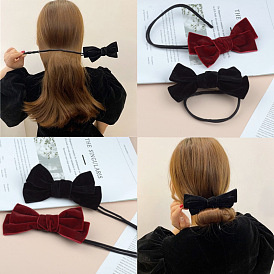 Velvet Hair Braider - Vintage, Lazy, Butterfly Bow Hairpin for Autumn and Winter.