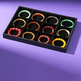 12 Grids PU Leather Bracelet Jewelry Storage Tray with Velvet Inside, Bracelet Organizer Holder, Rectangle
