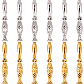 24 шт 4 стили 304 бусины из нержавеющей стали, рыба