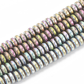 Electroplate Non-magnetic Synthetic Hematite Beads Strands, Heishi Beads, Flat Round/Disc