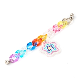 Acrylic Curb Chain Phone Case Chain, Anti-Slip Phone Finger Strap, Phone Grip Holder for DIY Phone Case Decoration, Flower, Platinum