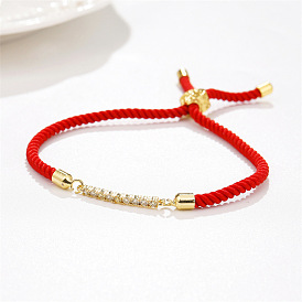Adjustable Colorful Zirconia Bracelet with Gold Plating and Copper Micro Inlay