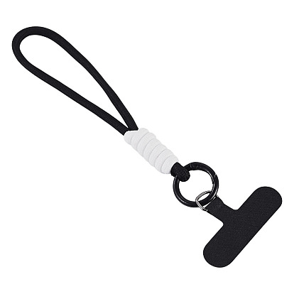 1 sangles de téléphone portable en polyester, avec des agrafes en alliage, 1 Patch en tissu pour cordon de téléphone portable