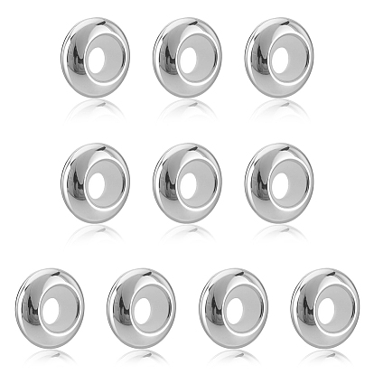 10шт. 925 бусины-разделители из стерлингового серебра, с силикагелем, плоско-круглые