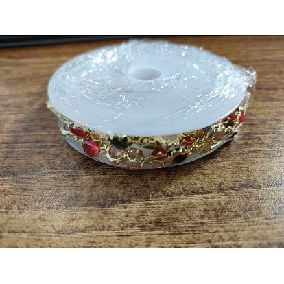 Handgefertigte Messinggliederketten, mit glasfacettiertem Strass & Spule, gelötet, langlebig überzogen, Blume