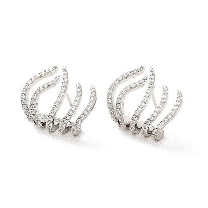 Серьги-гвоздики в виде травы из прозрачного кубического циркония, украшения из латуни для женщин, без кадмия и без свинца