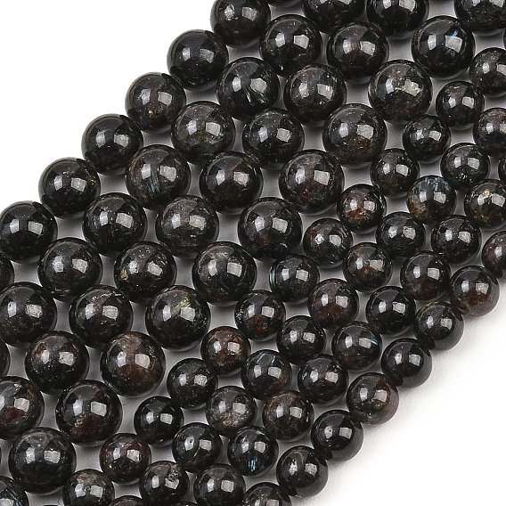 Бусы из натурального глаукофана, гладкий круглый