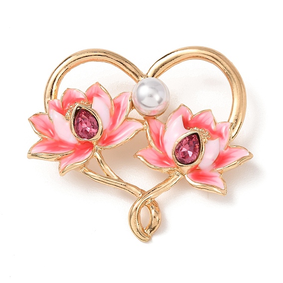 Эмалевые значки в форме сердца и лотоса, штыри отворотом сплава горного хрусталя для одежды рюкзака, с имитацией жемчужина бисера, золотые