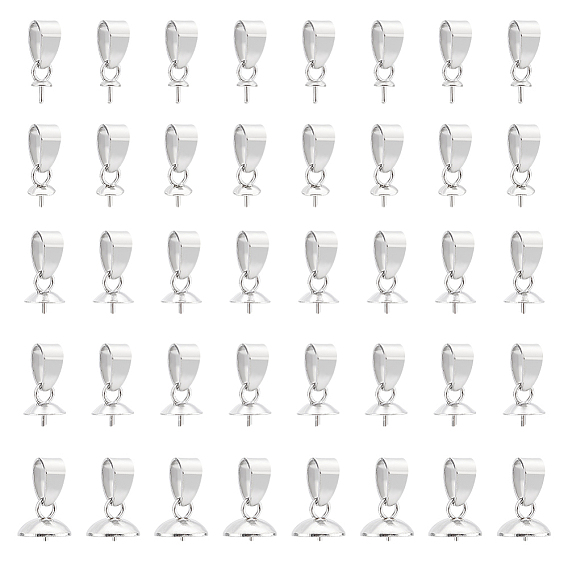 40 шт. 5 стиль 304 нержавеющая сталь чашка жемчужные штифты скобы булавки подвески, за половину пробурено бисера