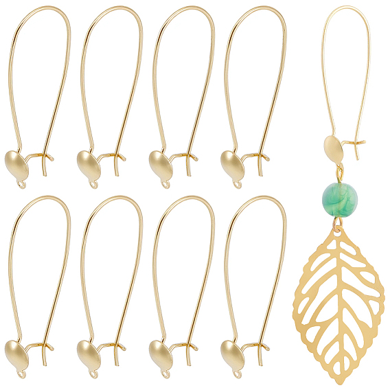 30Pcs Brass Hoop Earring Findings, with Loop, Nickel Free, Oval, Kidney Ear Wire