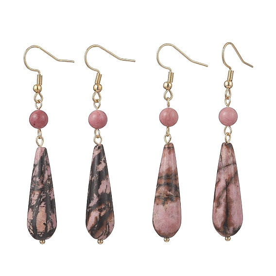 Серьги-подвески из натурального родонита в форме капли, С 304 результатами из нержавеющей стали