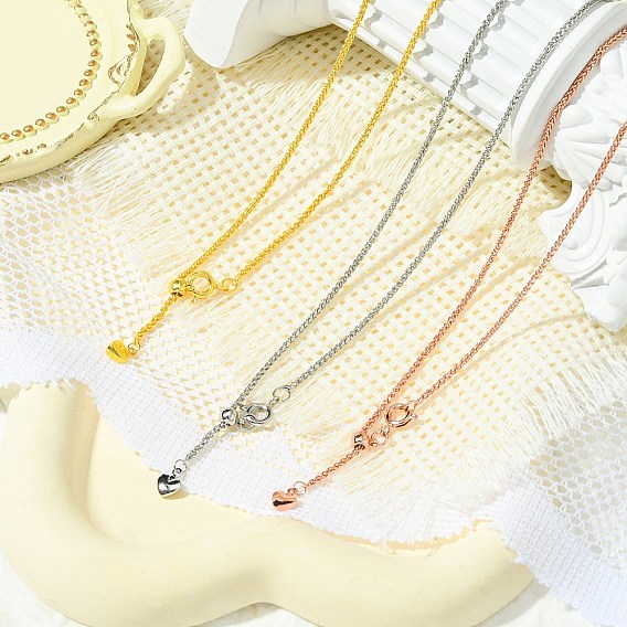 1.5мм стойка покрытие латунь пшеница цепь регулируемые слайдер ожерелья для женщин мужчин, без кадмия и без свинца, 901 застежка из нержавеющей стали, долговечный