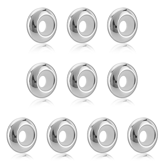 10шт. 925 бусины-разделители из стерлингового серебра, с силикагелем, плоско-круглые