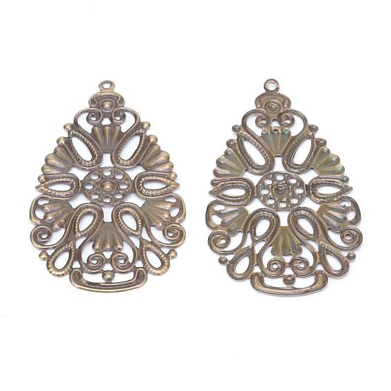 Iron Pendants, Etched Metal Embellishments, Drop