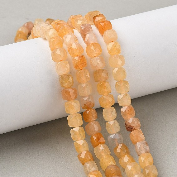 Природный Топаз нефрита бисер нитей, граненые, кубические