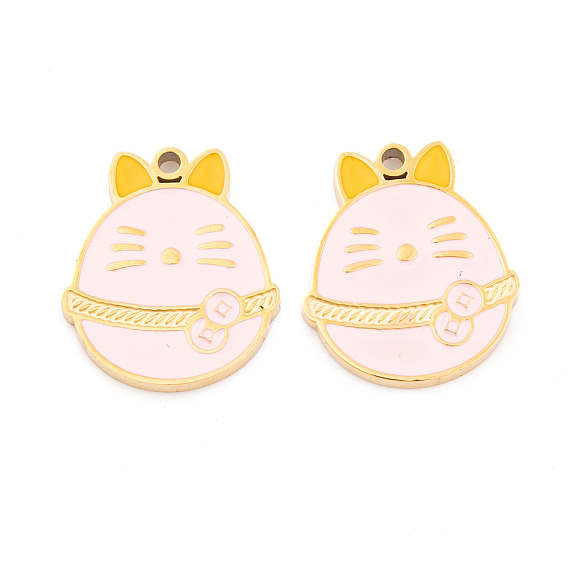 Ионное покрытие (ip) 304 подвески из нержавеющей стали, с эмалью, реальный 18 k позолоченный, кошачье очарование