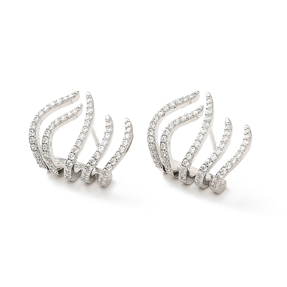 Серьги-гвоздики в виде травы из прозрачного кубического циркония, украшения из латуни для женщин, без кадмия и без свинца