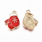 Alloy Enamel Pendants, for Christmas, Gloves, Red