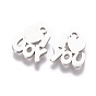 201 Stainless Steel Charms, Phrase I Love You