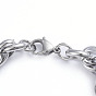 304 Stainless Steel Rope Chain Bracelets, with Lobster Claw Clasps