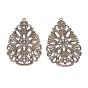 Iron Pendants, Etched Metal Embellishments, Drop