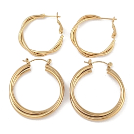 PVD Vacuum Plating 201 Stainless Steel Hoop Earrings, with 304 Stainless Steel Pin