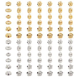 PandaHall Elite 72Pcs 12 Style Alloy Beads, Cadmium Free & Lead Free, Mixed Shapes