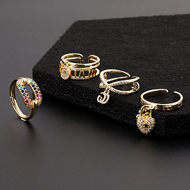 Colorful Zircon Heart Lock Fish Tail Ring Flower Cross Ring - Fashionable, Unique, Stylish.