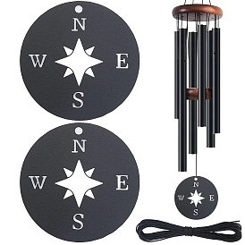 DIY Wind Chime Pendant Making Kits, including Compass Iron Big Pendants and Nylon Cord