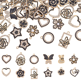 48 шт 12 стили подвески из сплава эмали, с кристально горный хрусталь, разнообразные