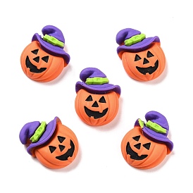 Pumpkin with Hat Opaque Resin Cabochons, for Halloween