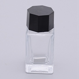 Glass Fountain Pen Ink Bottle, with ABS Plastic Bottle Cap, Cuboid