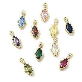 Подвески в виде конского глаза с микропаве из кубических цирконий из латуни, золотые