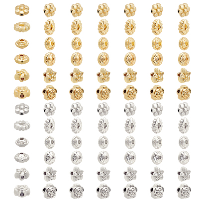 72Pcs 12 Style Alloy Beads, Cadmium Free & Lead Free, Mixed Shapes