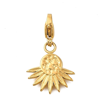 Солнце 304 подвесные украшения из нержавеющей стали, ионное покрытие (ip), с застежкой омар коготь