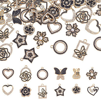 48 шт 12 стили подвески из сплава эмали, с кристально горный хрусталь, разнообразные