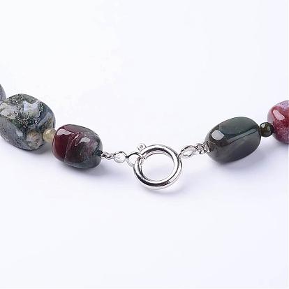 Gemstone Graduated Beads Necklaces, with Platinum Brass Spring Ring Clasps