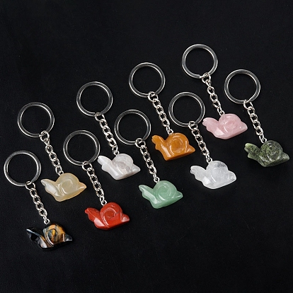Gemstone with Metal Keychain, Snail