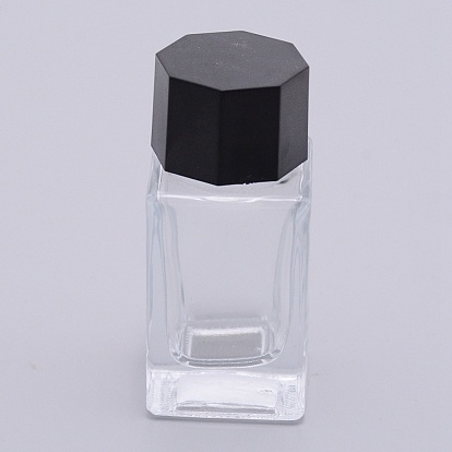 Glass Fountain Pen Ink Bottle, with ABS Plastic Bottle Cap, Cuboid